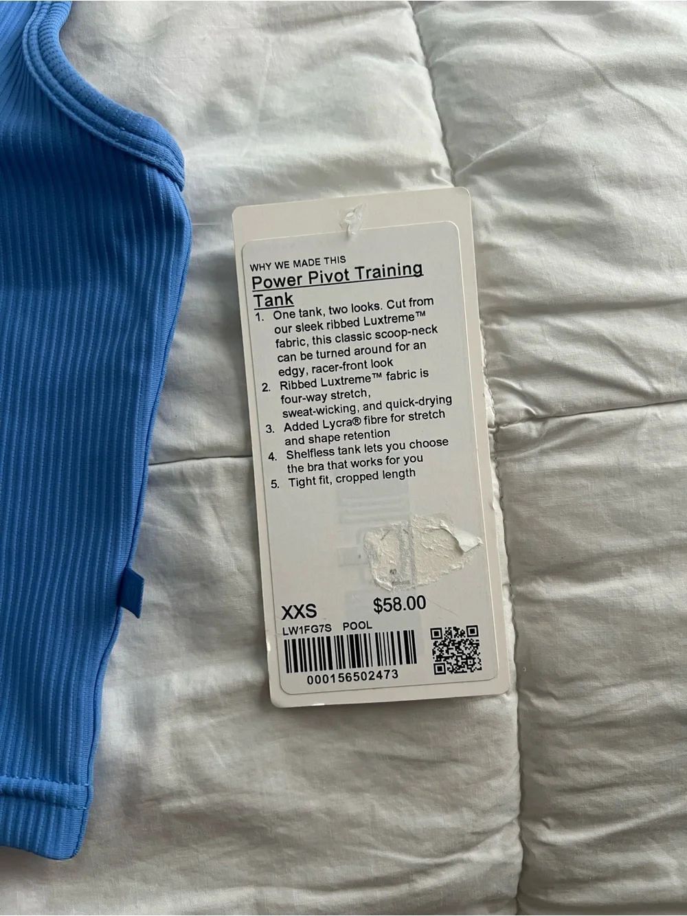 lululemon athletica Ribbed Racerback Crop Tank - Pool Blue - Picture 3 of 3